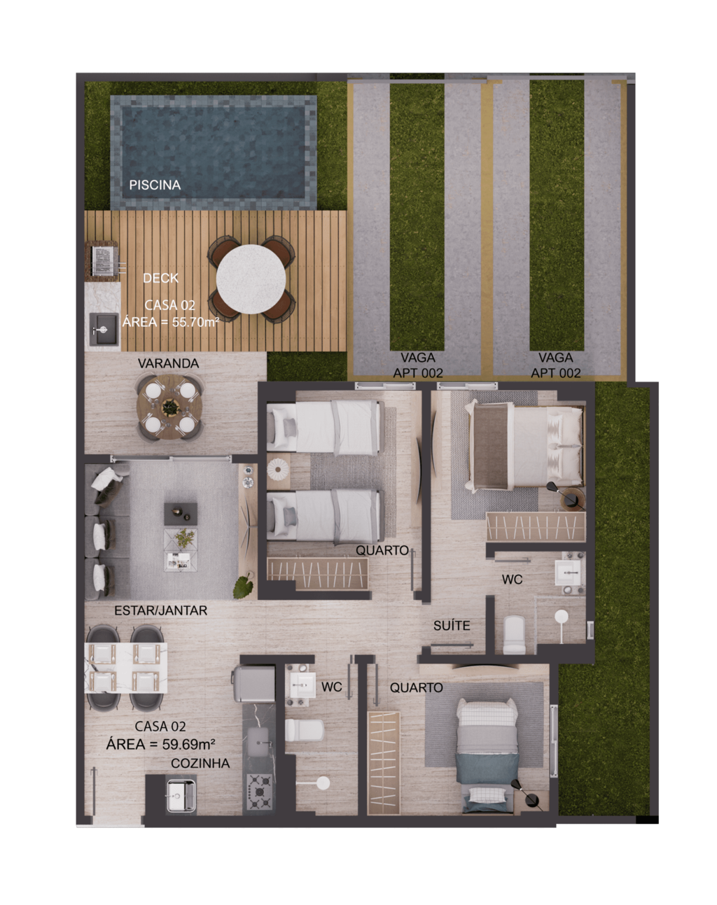 Planta 24 - 3 dorm 115,39m - garden