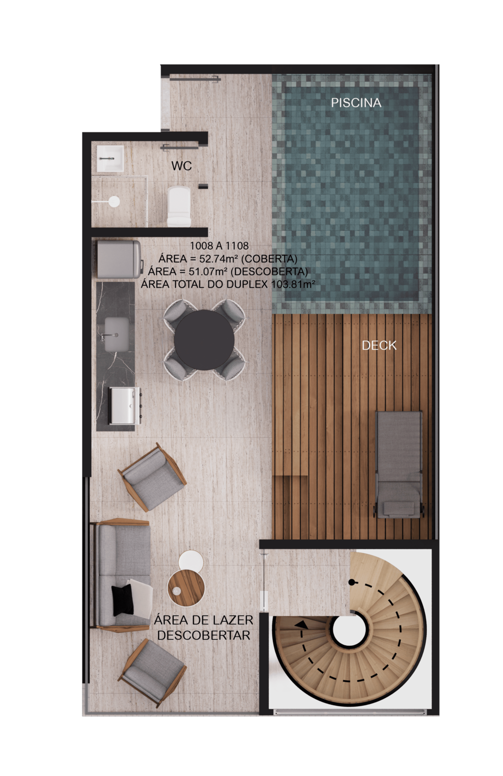 Planta 19 - 2 dorm 103,08m - duplex - superior