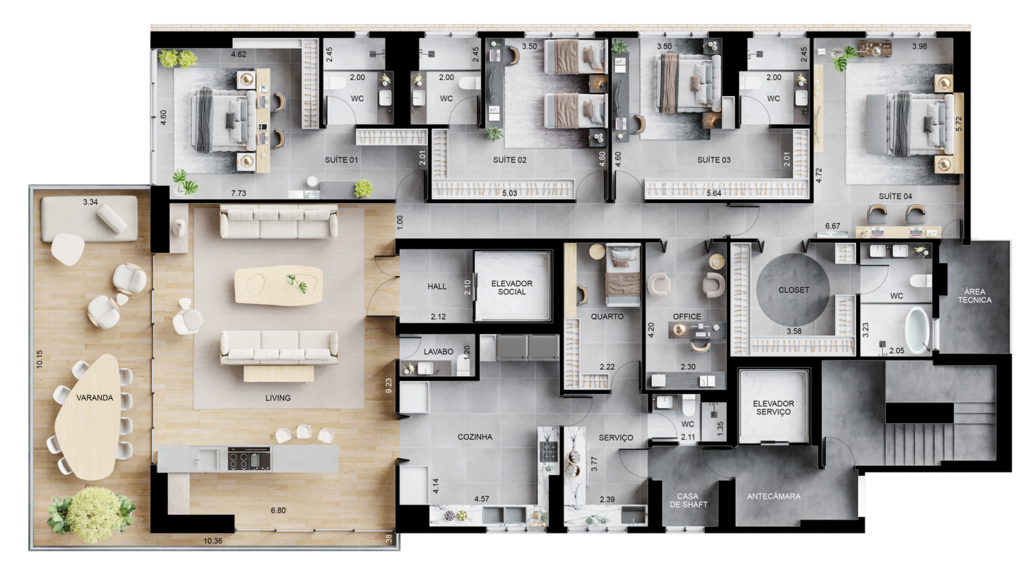 Planta 01 - 4 dorm 340,97m