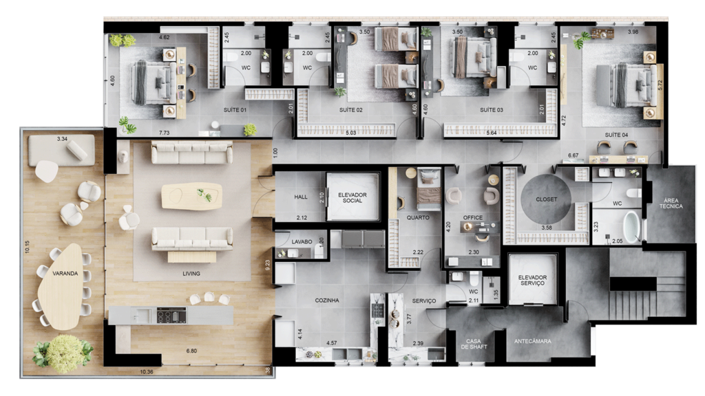 Planta 01 - 4 dorm 340,97m