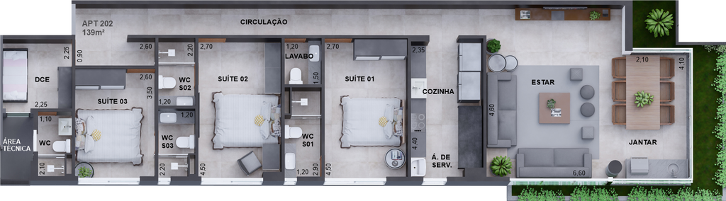 Planta 06 - 3 dorm 139,46m