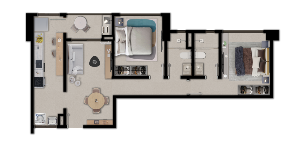 Planta 01 - 2 dorm 60,32m