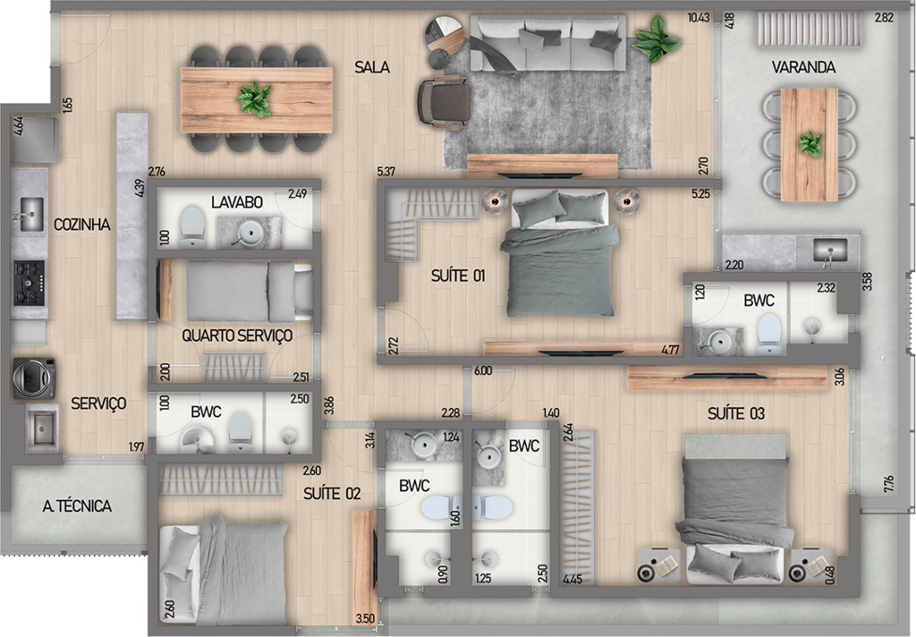 Planta 08 - 4 dorm 135m