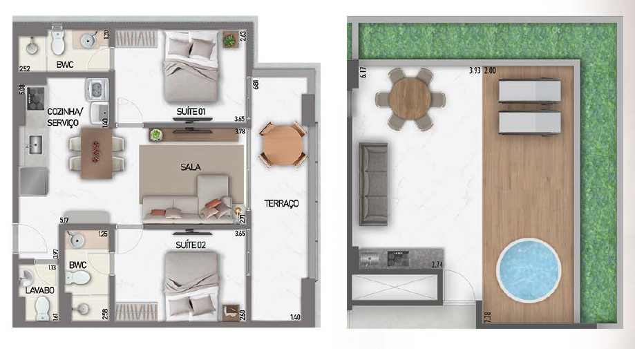 Planta 11 - 2 dorm 141m - cobertura duplex