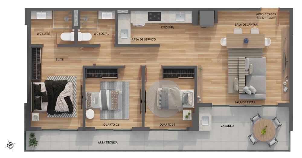 Planta 10 - 3 dorm 81,96m