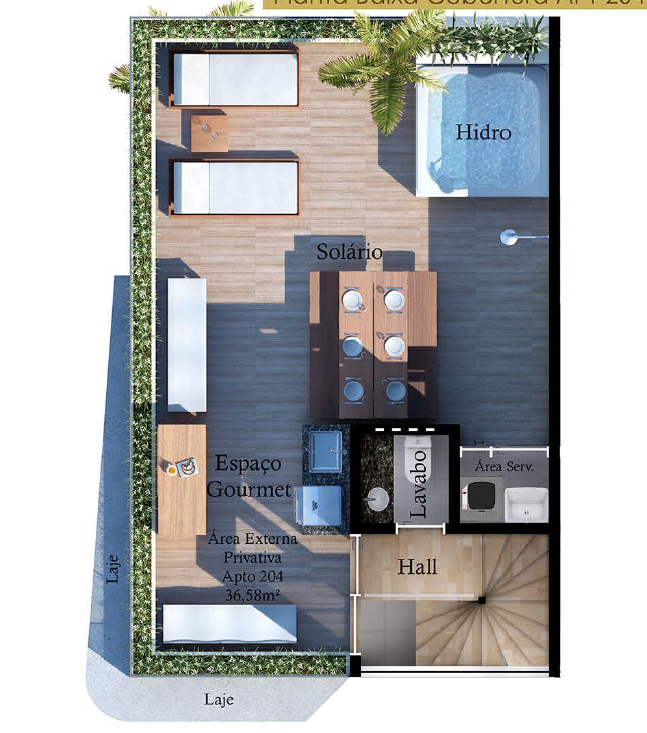 Planta 10 - 2 dorm 88,66m - cobertura duplex - superior