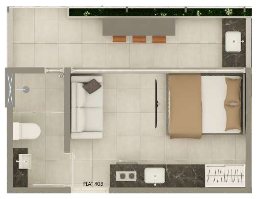 Planta 01 - 1 dorm 19,36m - studio