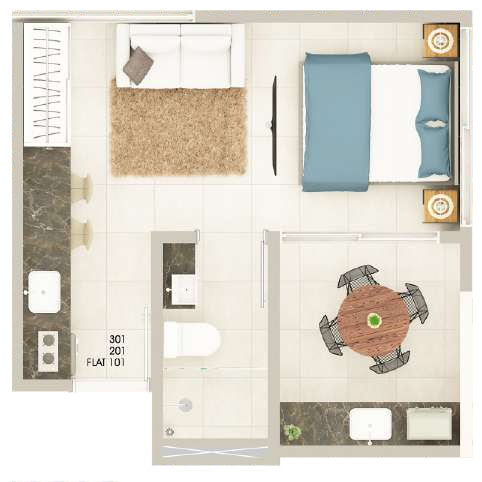 Planta 09 - 1 dorm 29,69m - studio