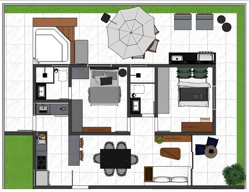 Planta 05 - 2 dorm 95m - garden