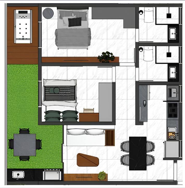 Planta 03 - 2 dorm 63,73m - garden