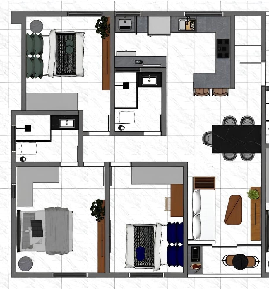 Planta 04 - 3 dorm 73,45m