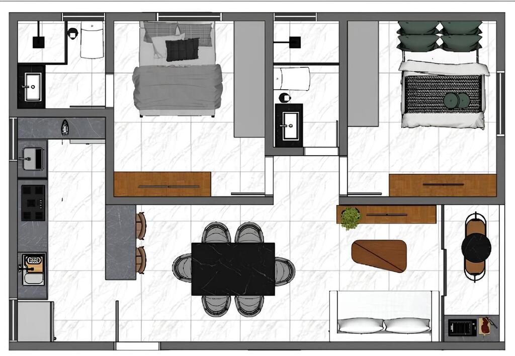 Planta 02 - 2 dorm 55,30m