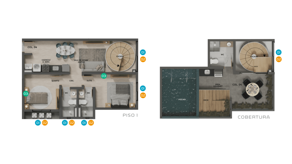 Planta 07 - 2 dorm 105,00m - duplex