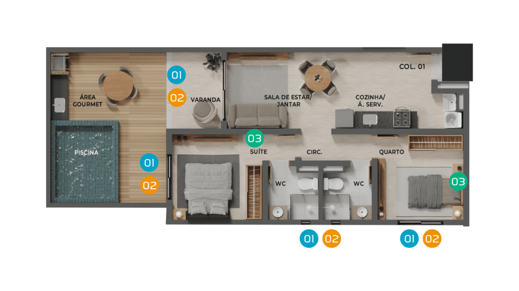 Planta 05 - 2 dorm 76,82m