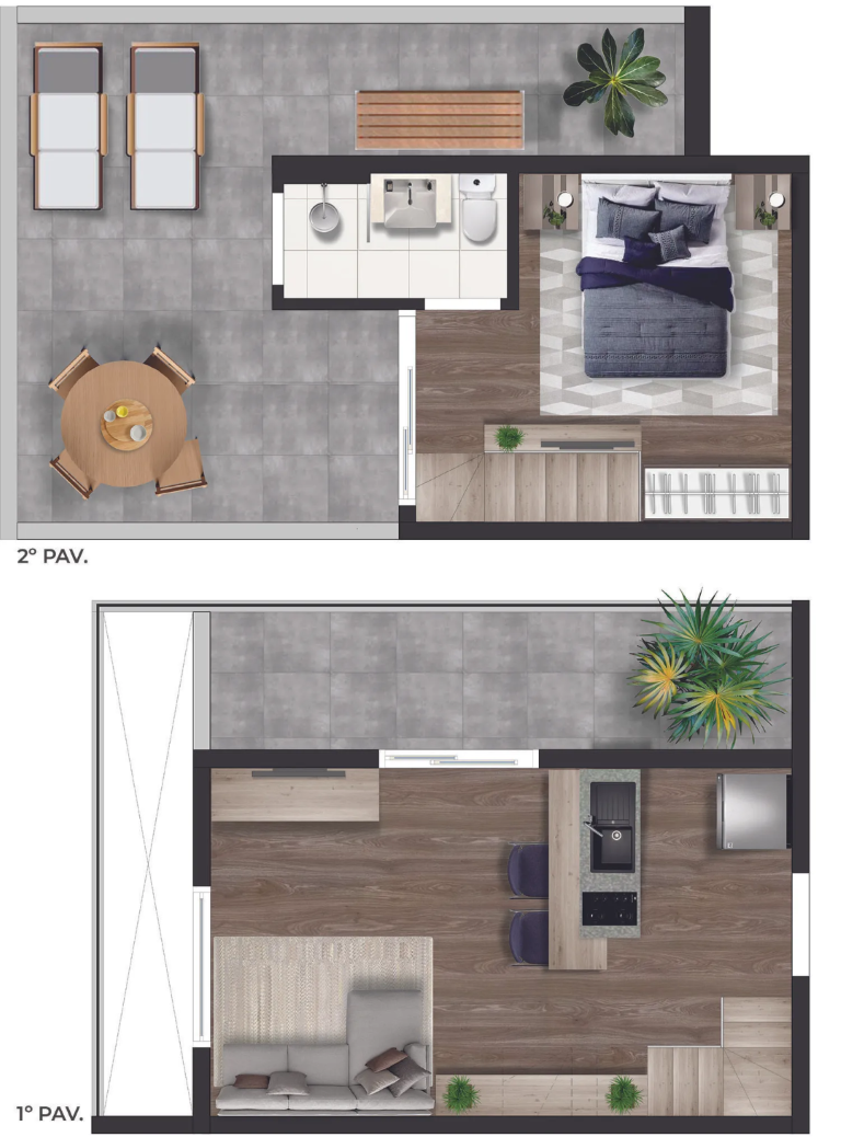 Planta 03 - 1 dorm 29 35m - cobertura duplex