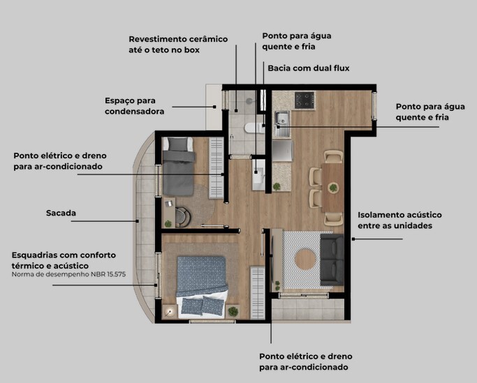 Planta 04 - 2 dorm 40,09m