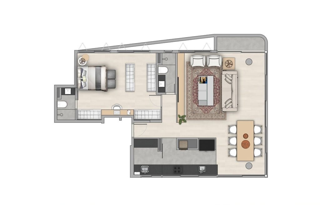 Planta 01 - 1 dorm 111m