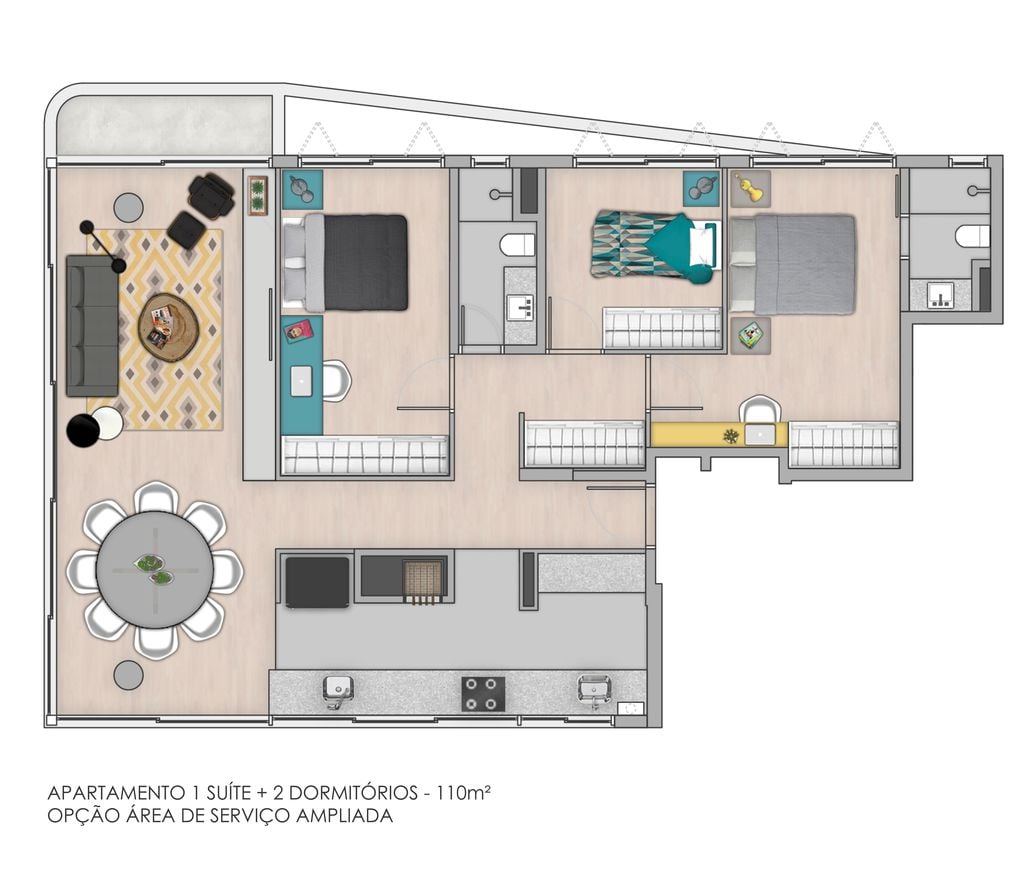 Planta 05 - 3 dorm 110m