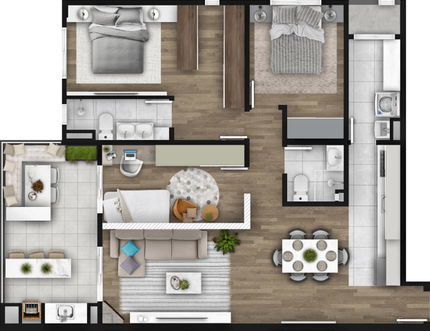 Planta 05 - 3 dorm 106m
