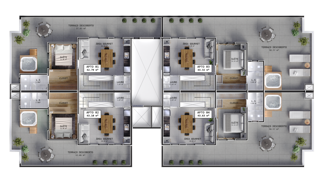 Pavimento cobertura duplex - superior