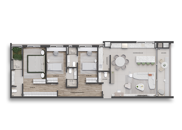 Planta 07 - 3 dorm 133,65m