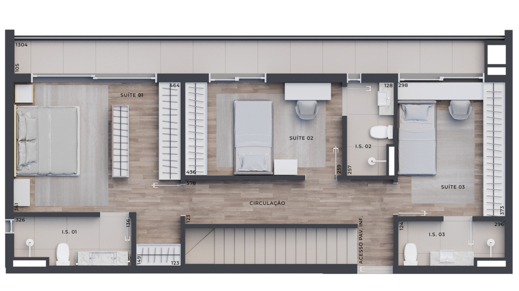 Planta 11 - 3 dorm 183,09m - cobertura duplex - superior