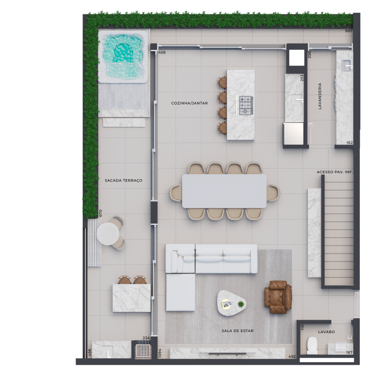 Planta 15 - 3 dorm 225,21m - cobertura duplex - superior