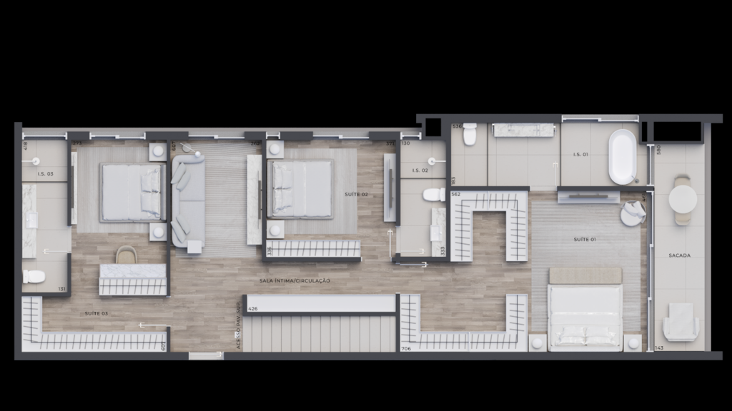 Planta 18 - 3 dorm 267,44m - cobertura duplex - inferior