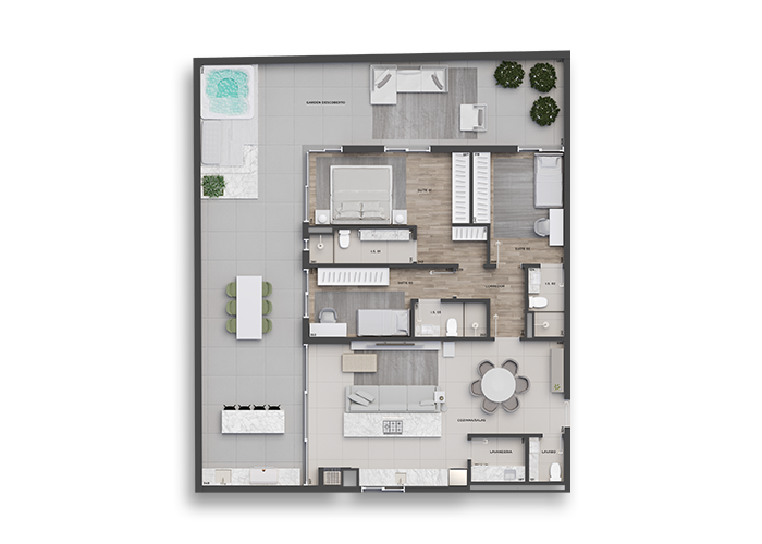 Planta 12 - 3 dorm 197,49m - garden