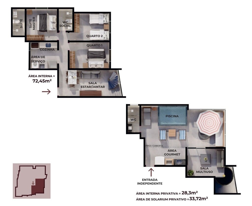 Planta 09 - 3 dorm 134,47m - cobertura duplex