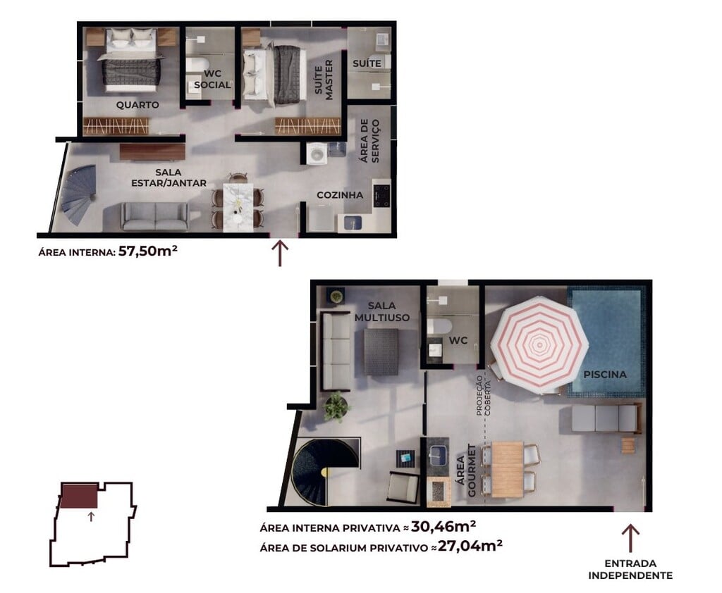 Planta 07 - 2 dorm 115m - cobertura duplex