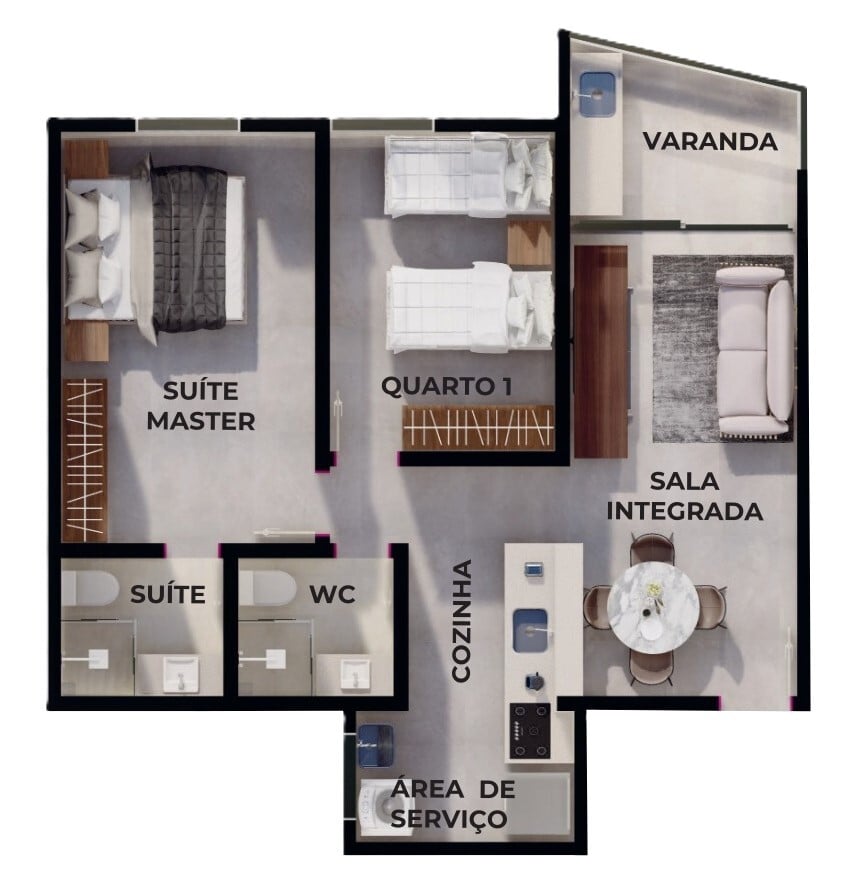 Planta 04 - 2 dorm 65,53m