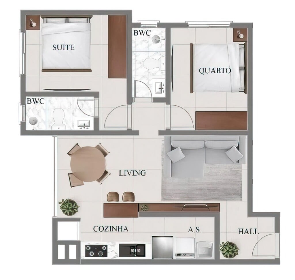 Planta 04 - 2 dorm 65,40m