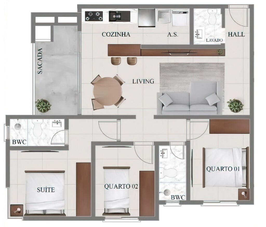 Planta 05 - 3 dorm 90,43m