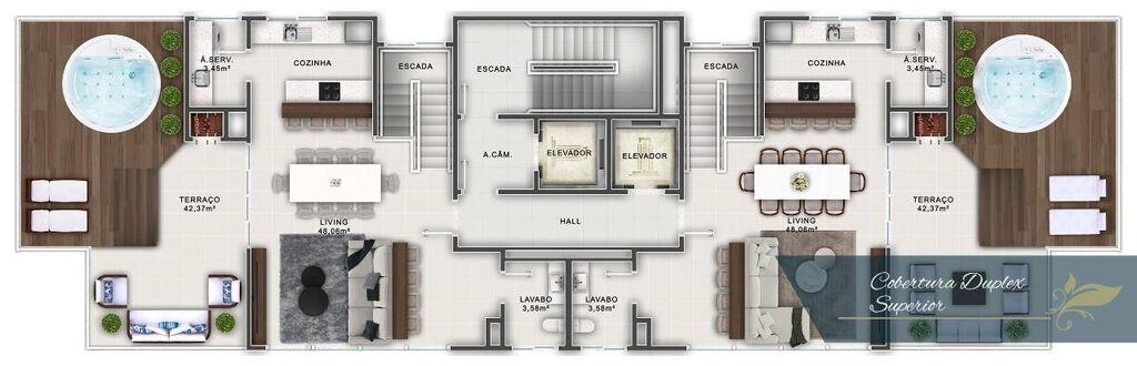 Pavimento cobertura duplex - superior