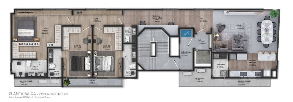 Planta 01 - 3 dorm 143 81m