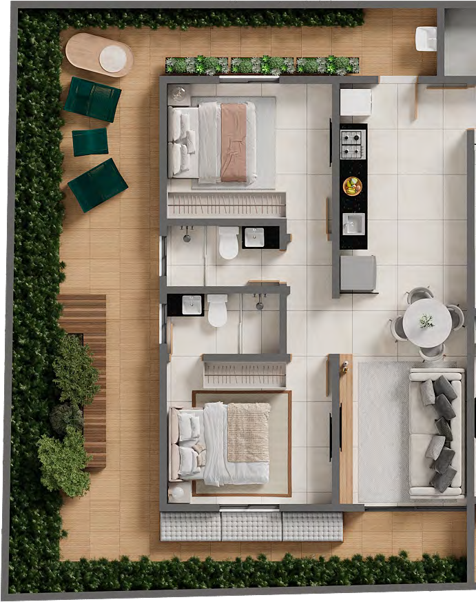 Planta 10 - 2 dorm 109,95m - garden
