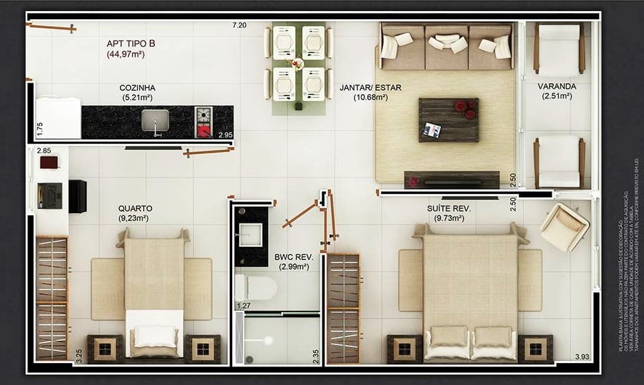Planta 06 - 2 dorm 44,97m