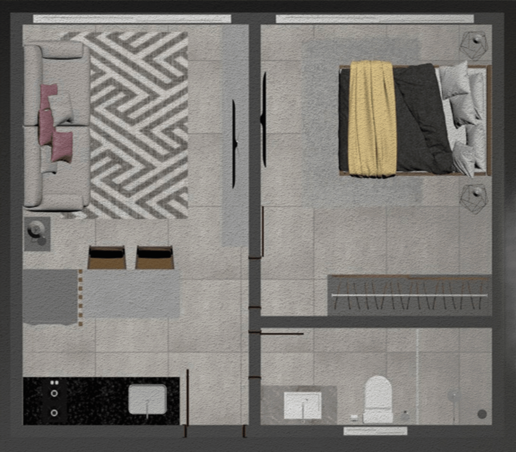 Planta 01 - 1 dorm 31m