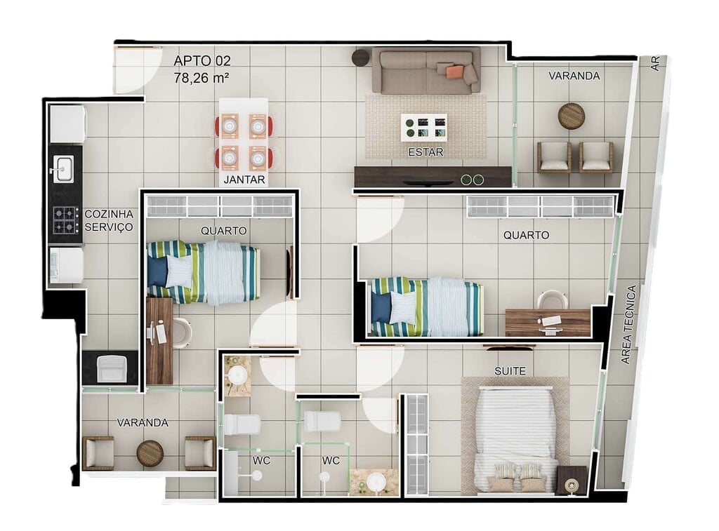 Planta 04 - 3 dorm 78,26m