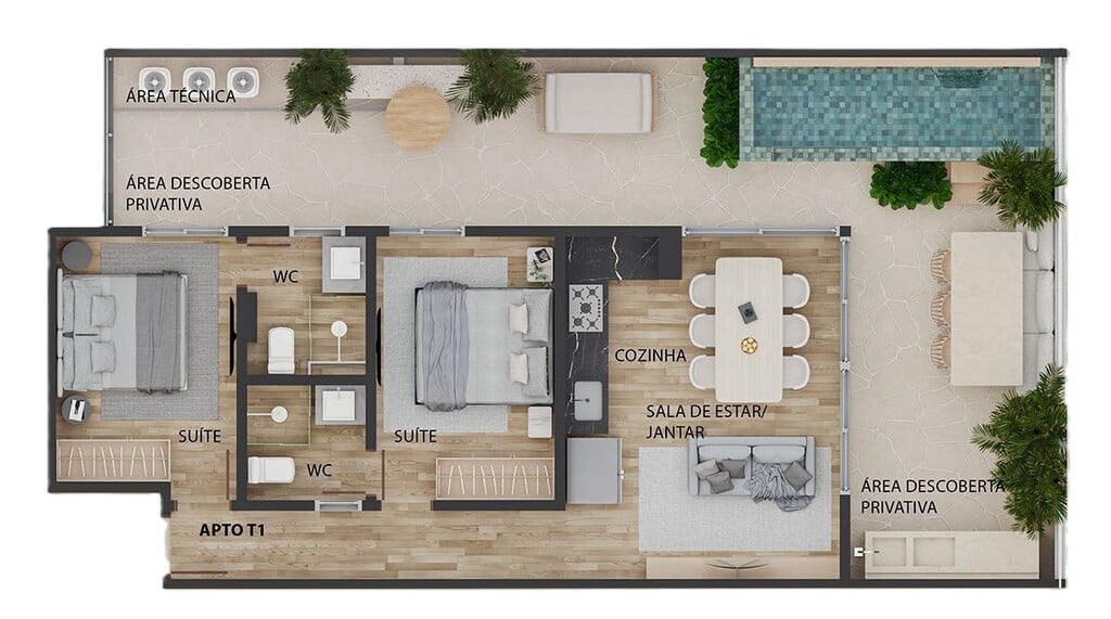 Planta 07 - 2 dorm 102,6m - garden