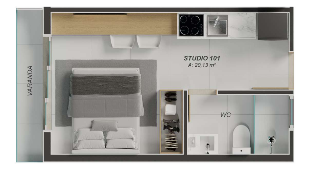 Planta 05 - 1 dorm 20,13m - studio