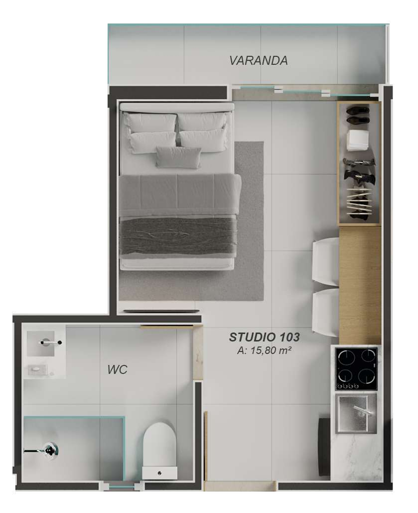 Planta 04 - 1 dorm 15,80m - studio