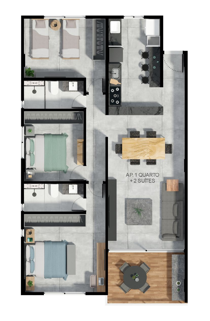 Planta 03 - 3 dorm 100,90m