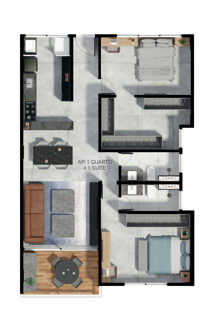 Planta 01 - 2 dorm 88,55m