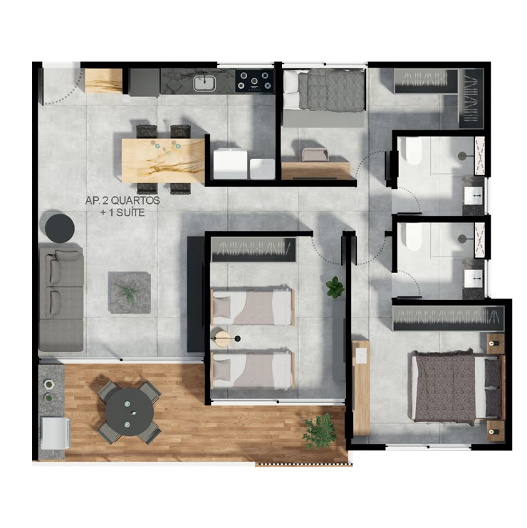 Planta 02 - 3 dorm 95,50m