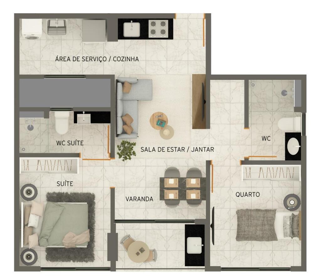Planta 04 - 2 dorm 55m