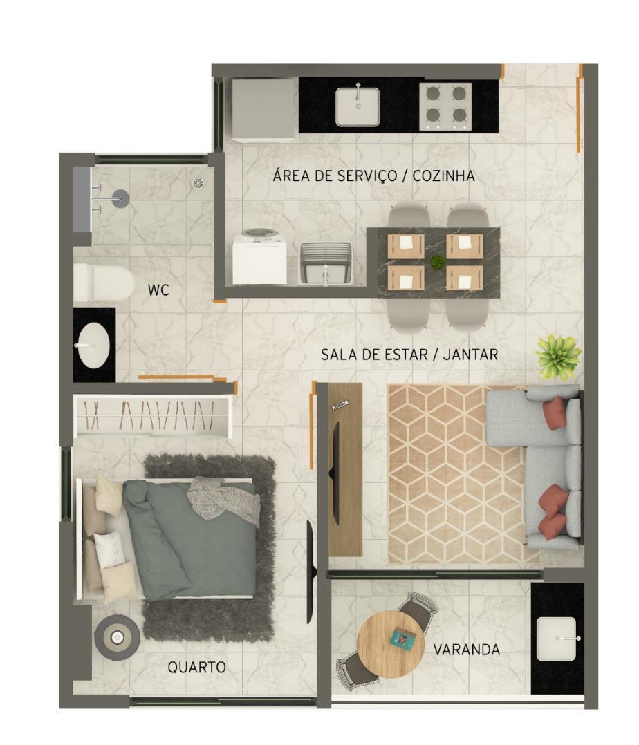 Planta 01 - 1 dorm 37m