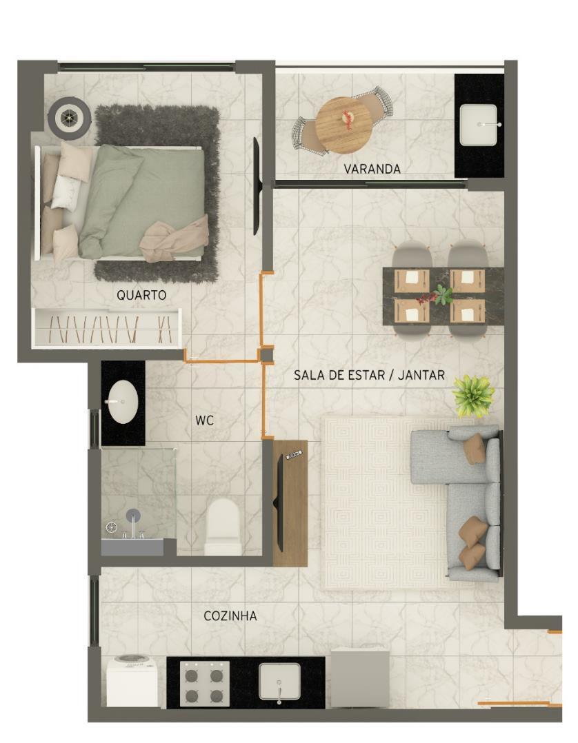 Planta 02 - 1 dorm 38m