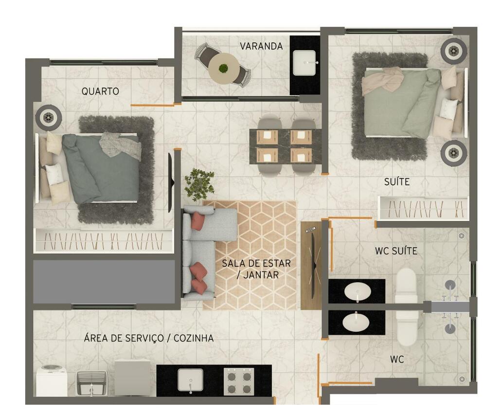 Planta 03 - 2 dorm 53m